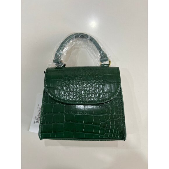 Diana Top Handle Cross Body Bag with Strap, Green Crocodile - Picture 2 of 3